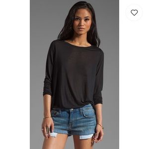 Vince. mixed media long sleeve silk tee